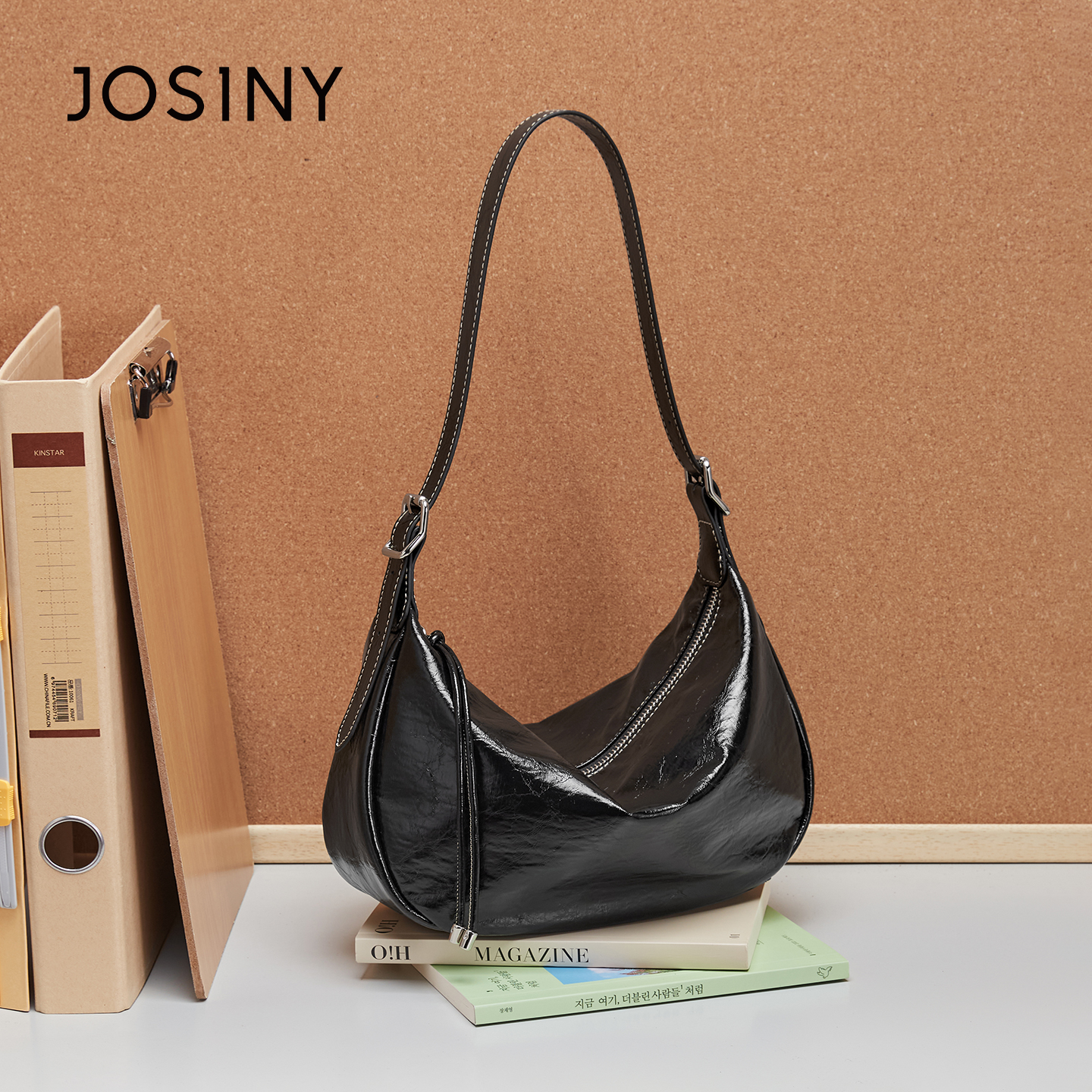 卓诗尼黑色饺子包女2025新款轻奢小众高级感通勤腋下包单肩斜挎包