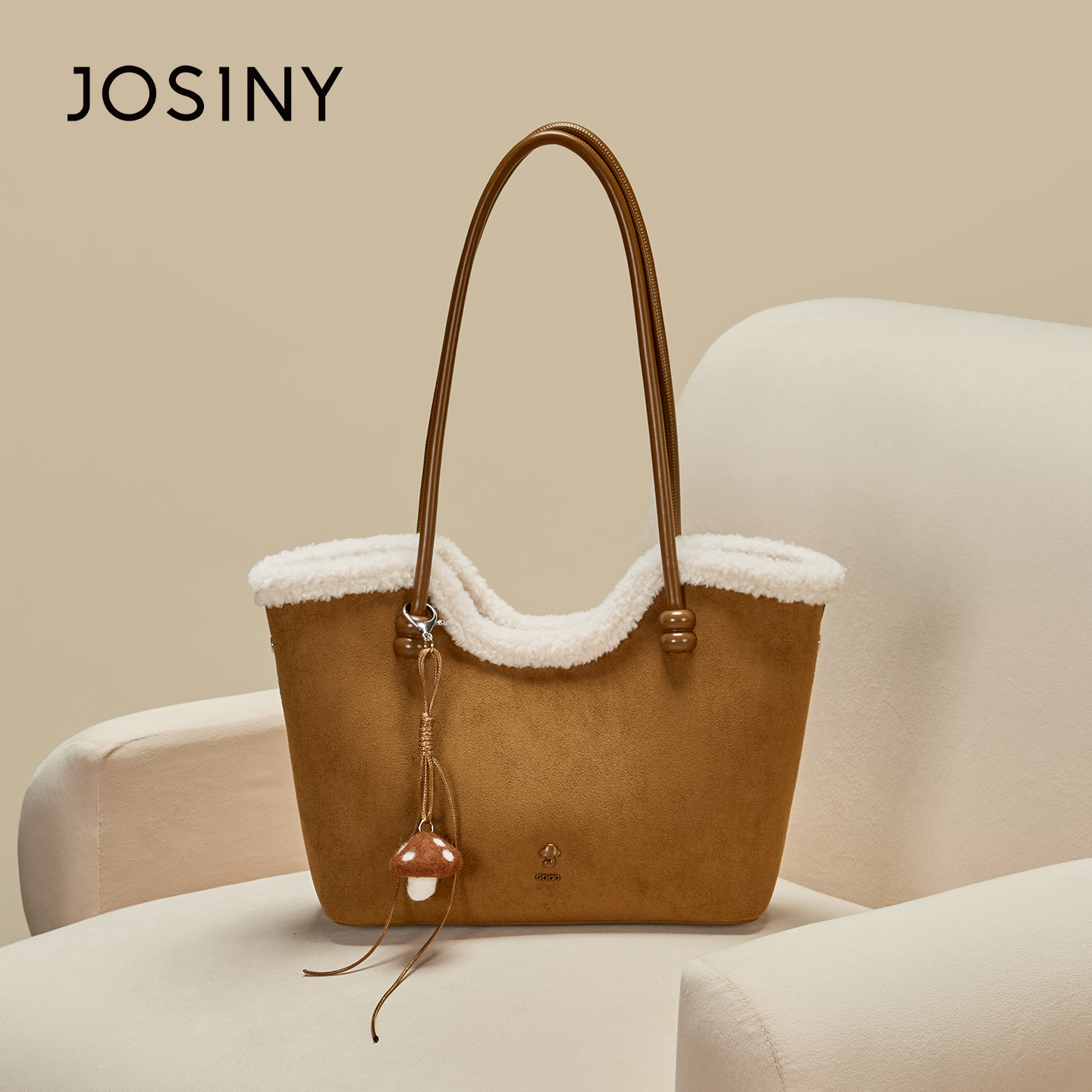 卓诗尼秋冬百搭包包2025新款今年流行单肩托特包棕色复古通勤女包