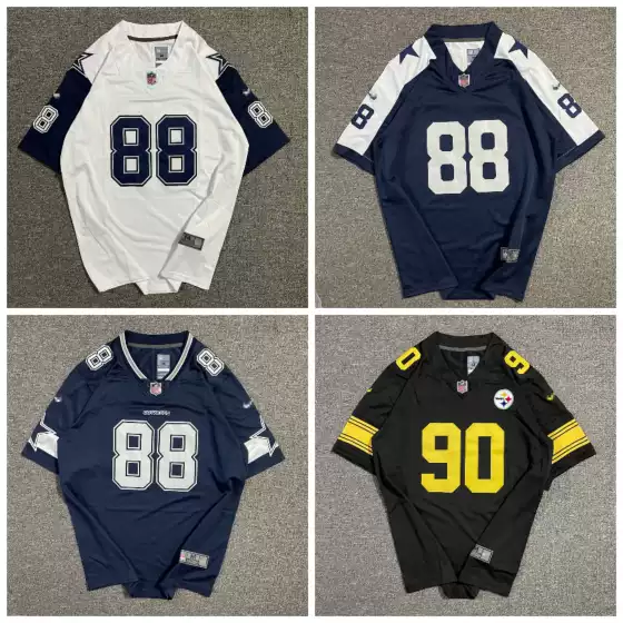 European and American Large Size Hiphop Jersey Hip-Hop Street Dance Embroidery Retro Street Football Uniform Oversize Skateboard T-Shirt