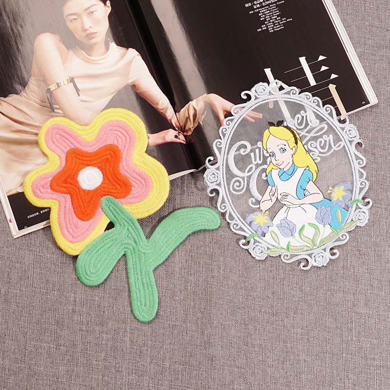 手缝电脑绣花辅料绣花贴大号章仔布贴刺绣时尚花朵花仙子补丁装饰