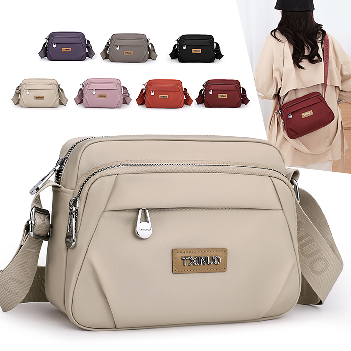 尼龙牛津布斜挎包女休闲外出背包轻便多层时尚百搭小包包通勤女包