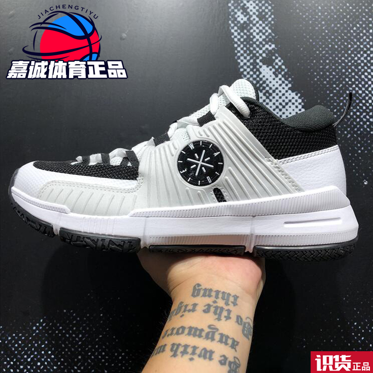 李宁黑白耐磨实战篮球鞋