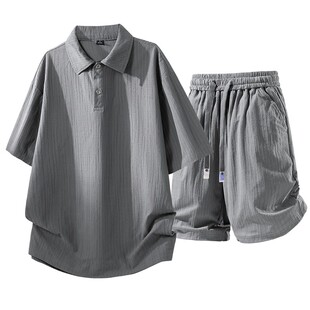 短裤 夏季 一套 宽松两件套中青年短袖 T恤男套装 男士 运动休闲新款