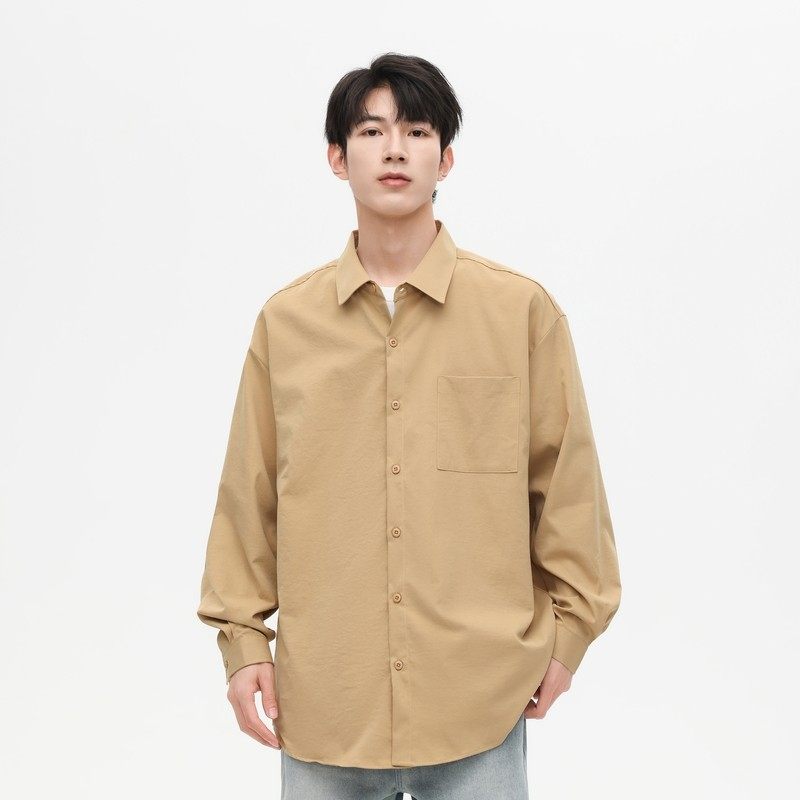 春季男士纯色砂洗皱时尚轻奢简约开衫青少年潮流百搭休闲衬衫外套,男装,衬衫,淘宝优惠券,粉丝福利购,淘宝优惠卷