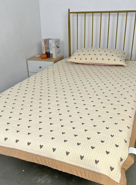 夏季床盖单件学生宿舍单人三件套夹棉床单榻榻米两面用双人床铺盖