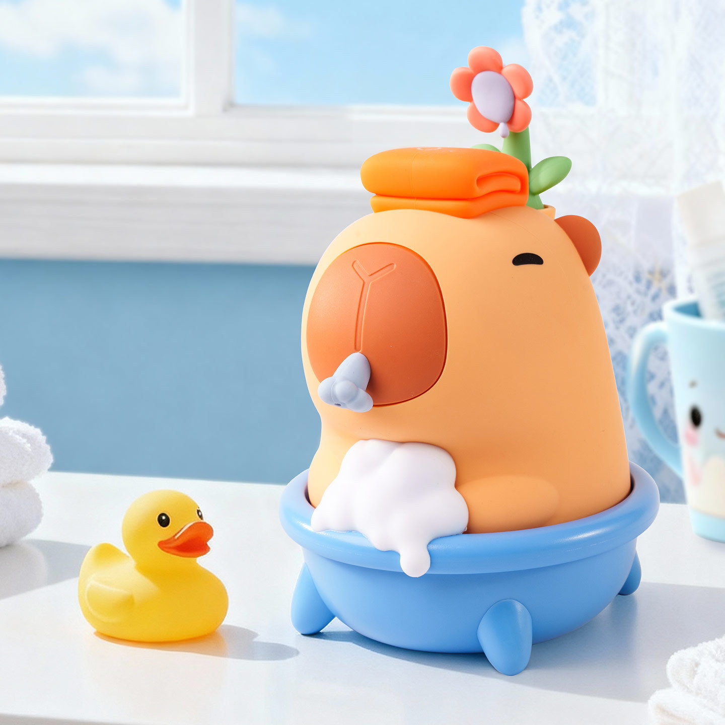 创意卡皮巴拉鼻涕豚动起泡器洗发水泡沫机卧室床头儿童洗手神器