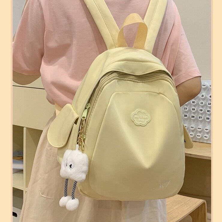 夏日韩版ins学院风纯色双肩包女 日系简约百搭小书包旅行mini背包