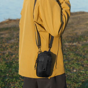 小背包 多口袋单肩斜挎方便迷你竖款 户外运动手机钥匙小包男式 新款