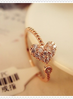 爱心开口锆石钻韩版戒指的你同款