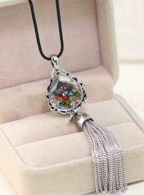 韩版时尚风复古水晶流苏毛衣链