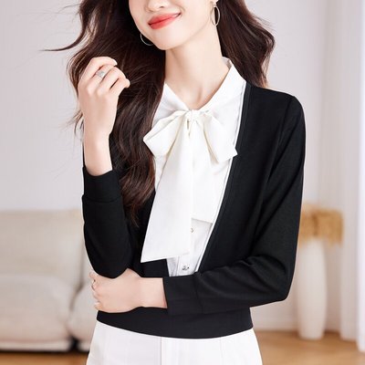 法式长袖针织衬衫上衣