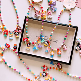 韩系儿童可爱彩色饰品卡通人物公主项链女童多配件挂链亲款子配饰