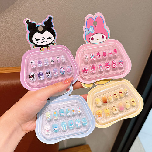 新年库洛米卡通指甲贴穿戴甲安全无毒小女孩可爱防水美甲贴片儿童