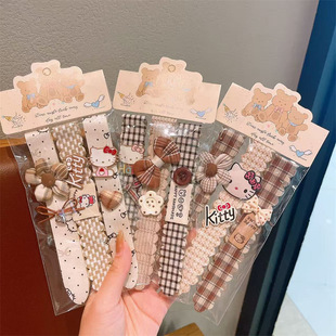 儿童蝴蝶结造型魔术贴女童宝宝花朵竖条独立3个装女童碎发刘海贴