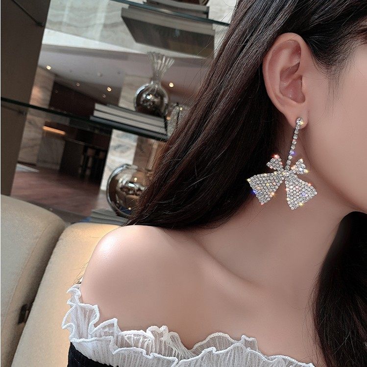 大蝴蝶结耳环夸张耳钉2021年新款潮欧美气质网红简约小众仙女耳饰