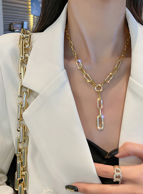 欧美时尚金属y字闪钻女闪钻链条