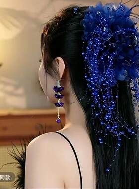 高级感羽毛流苏抓夹发卡