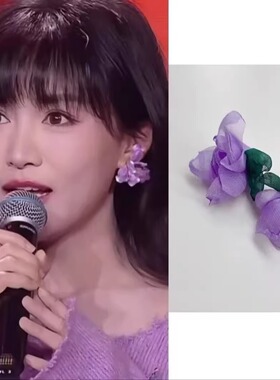 李子柒同款布艺花朵浪漫耳环