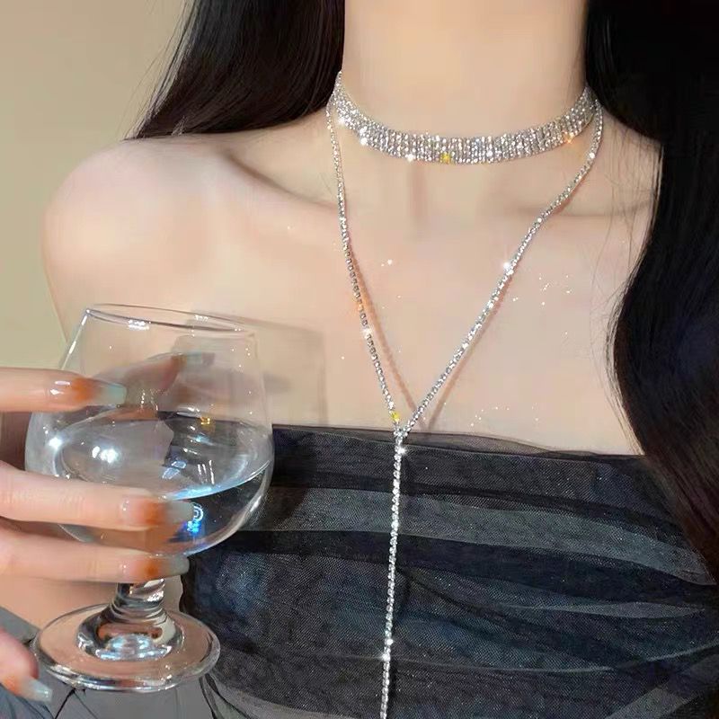 共赴晚宴~轻奢小众流苏闪钻项链女ins网红choker高级感锁骨链颈链,饰品/流行首饰/时尚饰品新,项链,淘宝优惠券,粉丝福利购,淘宝优惠卷