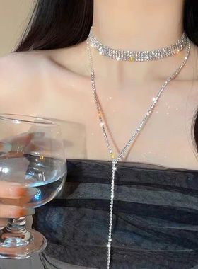 轻奢小众流苏闪钻项链女