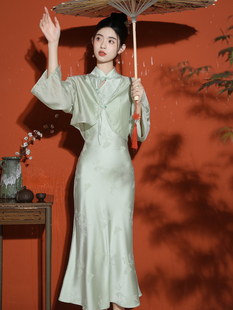 新国风绝美小礼服日常可穿绸缎旗袍亮面小个子连衣裙民国风女装