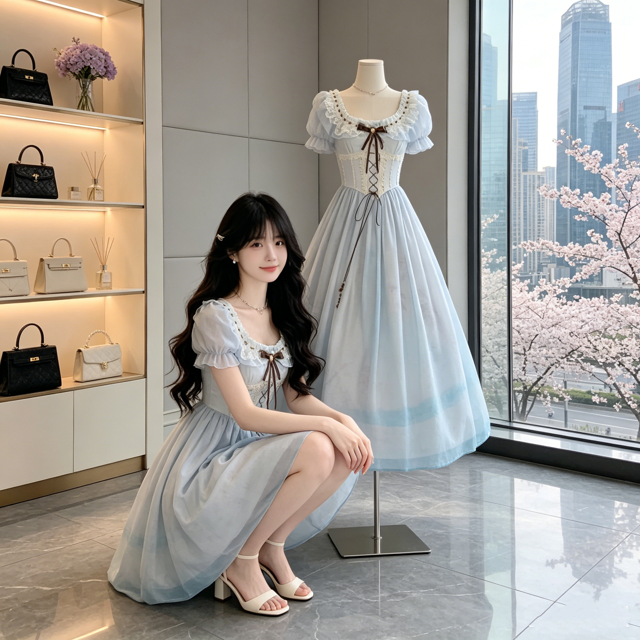 艾莎在逃公主蓬蓬裙迪士尼穿搭主题服装成人游园连衣裙鱼骨绑带装