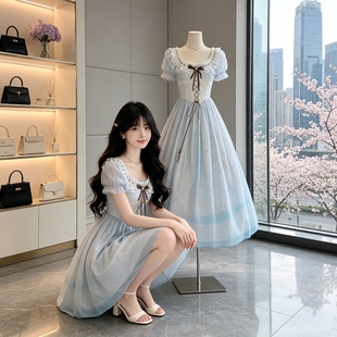 艾莎在逃公主蓬蓬裙迪士尼穿搭主题服装成人游园连衣裙鱼骨绑带装