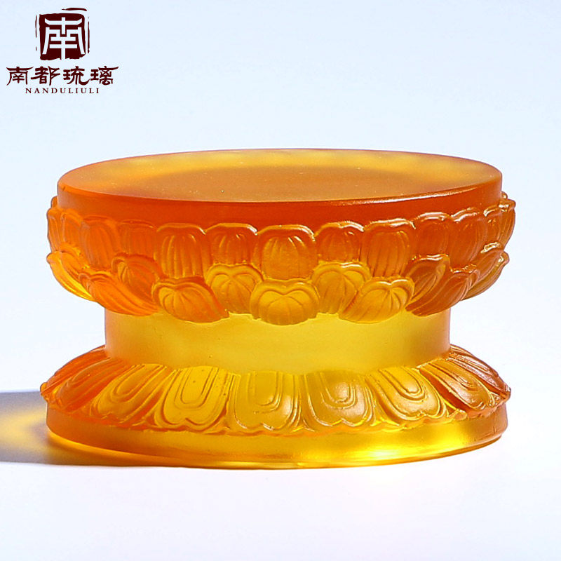 佛像药师佛观音地藏菩萨琉璃莲花座加高黄水晶双层椭圆形底座摆件