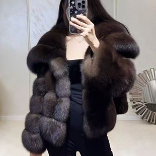 俄罗斯时尚紫貂皮大衣冬季炸街加厚年轻环保皮草外套女2025年新款