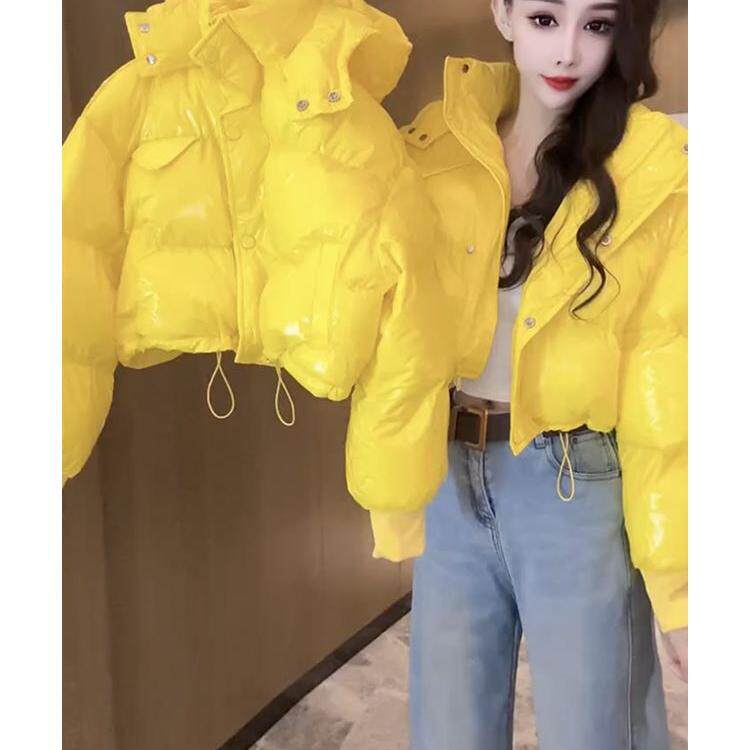 韩版时尚百搭短款连帽棉服女2024冬季新款独特气质面包服外穿保暖