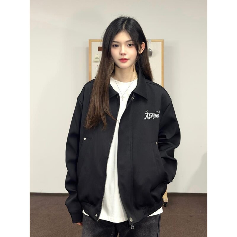 美式高街新款冲锋衣刺绣工装夹克飞行员男女同款宽松休闲春秋外套