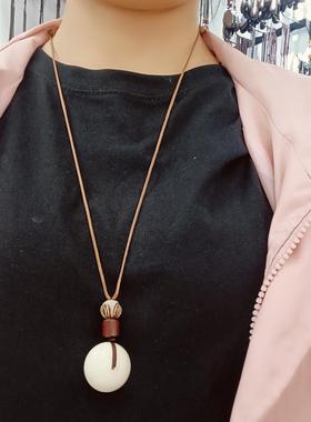 象牙果平安扣新中式长款项链