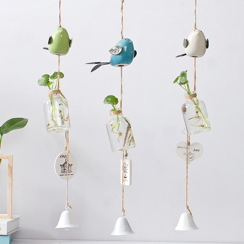 创意小鸟水培瓶子风铃生日礼物门饰挂饰儿童女生礼物卧室铃铛挂件