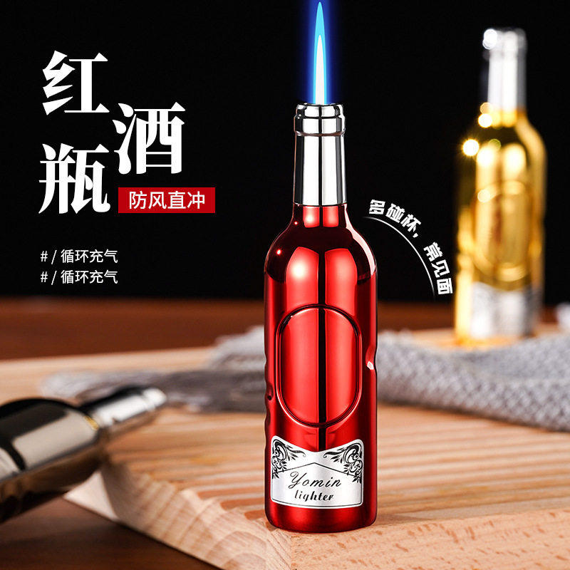 网红红酒瓶造型防风直冲打火机图片