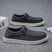 复古帆布鞋 男士 子2025春夏新款 透气一脚蹬防臭男鞋 男潮 老北京布鞋