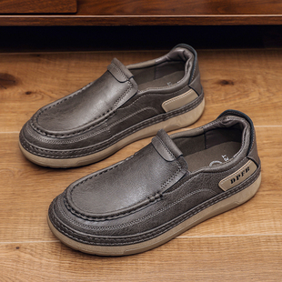 舒适休闲鞋 锦丽鸟2026春季 男防滑懒人工作鞋 休闲风一脚蹬皮鞋 新款