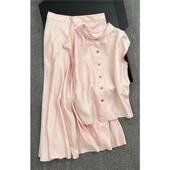 女2025超火夏装 自留款 茶系大方得体轻奢高级感粉色套装 一整套