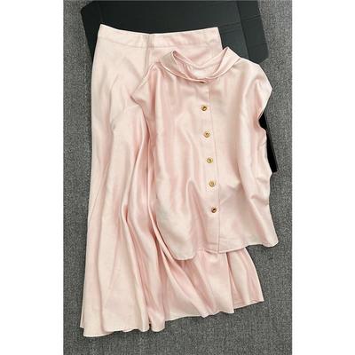 自留款！茶系大方得体轻奢高级感粉色套装女2025超火夏装一整套