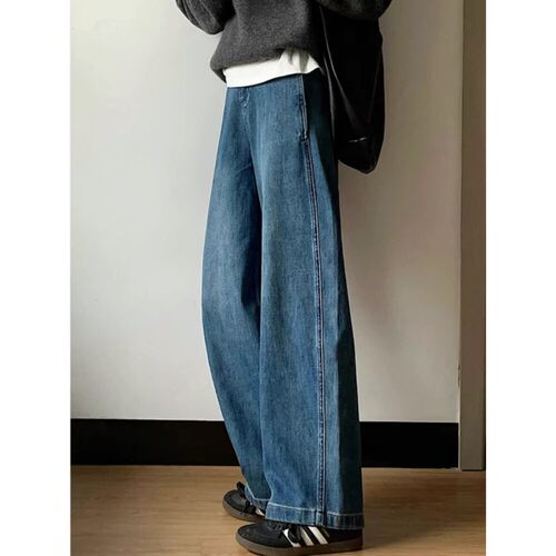 牛X货 巨炸裂！定制高个子复古蓝直筒牛仔裤女春秋显瘦拖地裤子