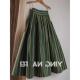 法式 高级感今年流行 长裙子梨形身材遮肉显瘦绿色条纹半身裙女秋