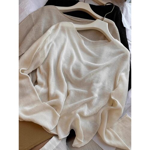 CHAO级无D推荐！慵懒松弛感~天丝亚麻凉感纸片人宽松针织防晒罩衫