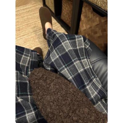 CHAO级推荐！高腰撞色格子阔腿裤女2025秋季新款小众别致直筒裤子