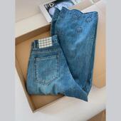 阔腿宽松直筒牛仔裤 国风镂空刺绣蓝色窄版 子女 新中式 CHAO级推荐