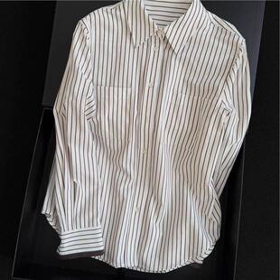 女2026年早春舒适宽松显瘦极简上衣 衬衫 CHAO级 条纹polo长袖