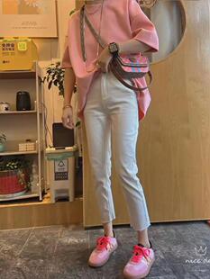 九分烟管裤 品牌专柜女装 弹力牛仔裤 子大码 外贸原单清仓梨形身材裤