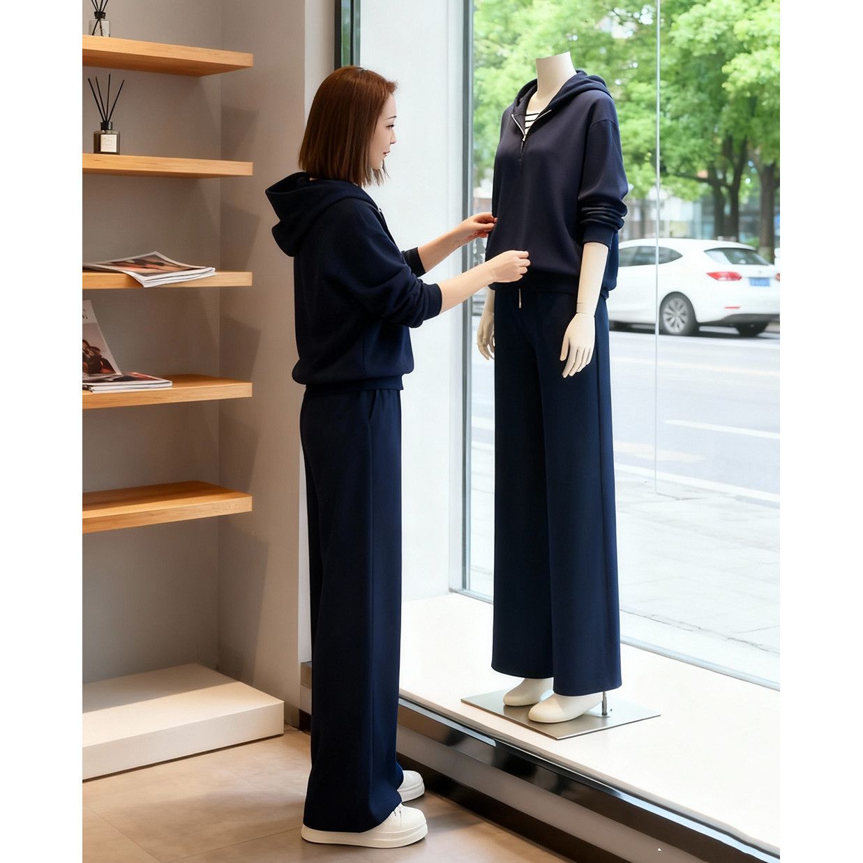 时尚休闲运动套装女春秋高级感连唱卫衣外套高腰阔腿裤减龄两件套