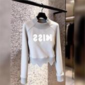 新款 气质灰色厚棉T短款 2026春季 显瘦减龄女装 小众高级 温柔风修身