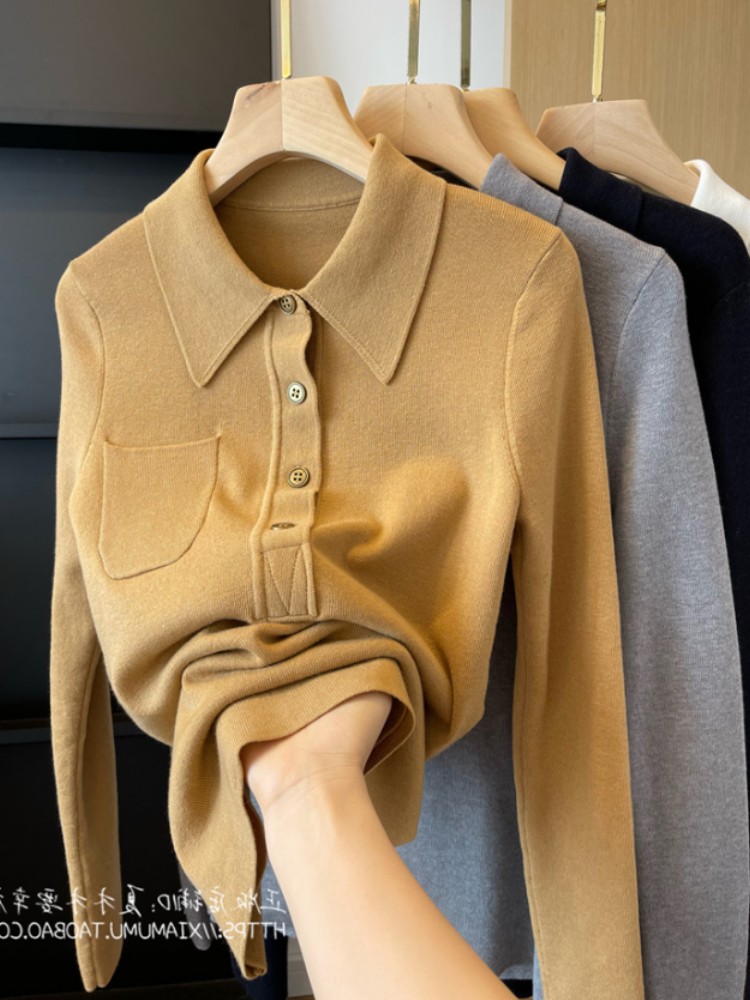 长袖羊毛针织衫上衣女秋