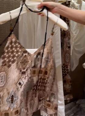 怒推！！鼎牛渠道货~设计感小众别致民族风印花吊带T恤上衣女夏季