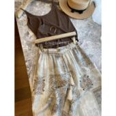 波西米亚度假风图腾印花天丝直筒休闲裤 自留 上身太好穿了 女